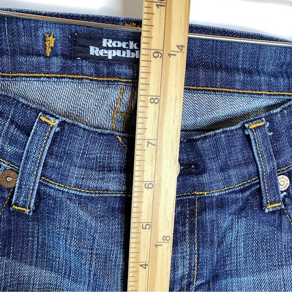 Rock & Republic Womens Bootcut Jeans Sz 25 Distressed Low Rise Stretch Flare - Picture 13 of 15